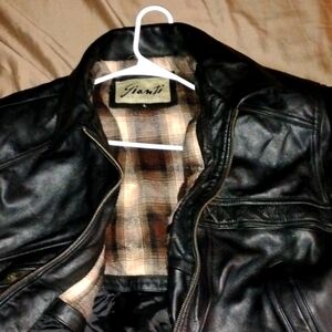 Leather bomber jacket